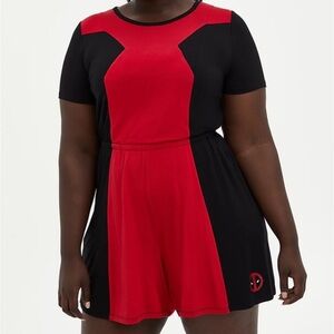 Torrid Marvel Deadpool Black & Red Romper NWT